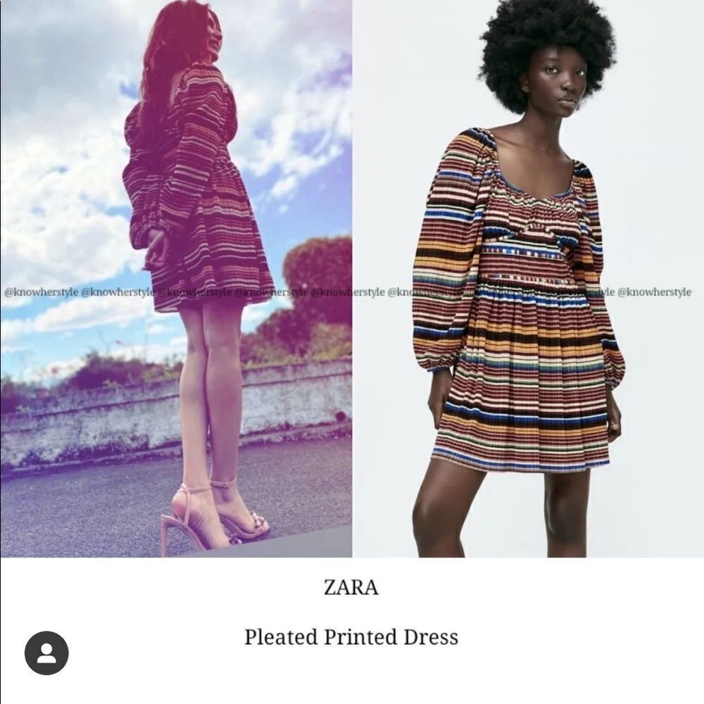 Zara printed pleated dress
